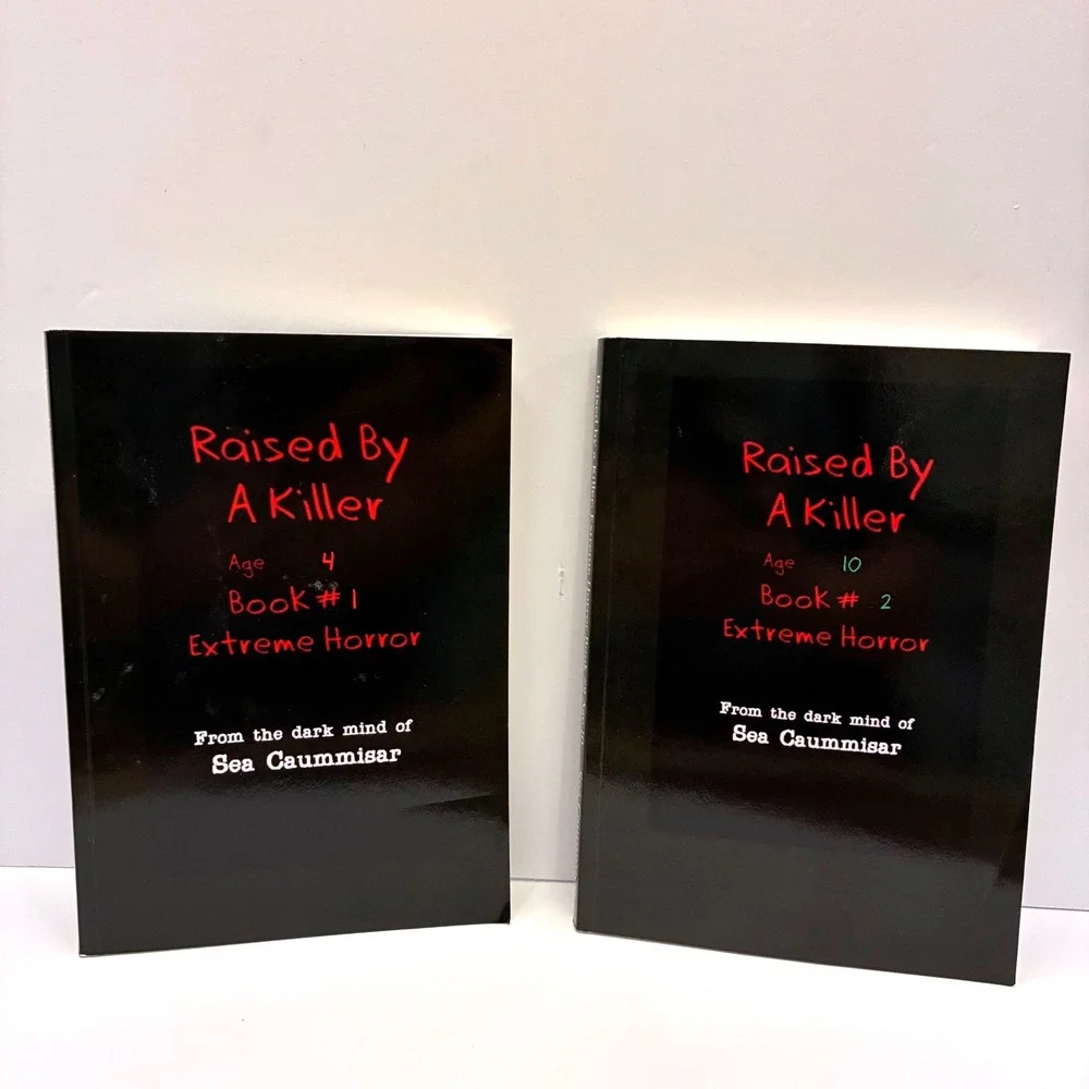 Raised By A Killer Extreme Horror Books Age 4 and Age 10 Sea Caummisar Set of 2